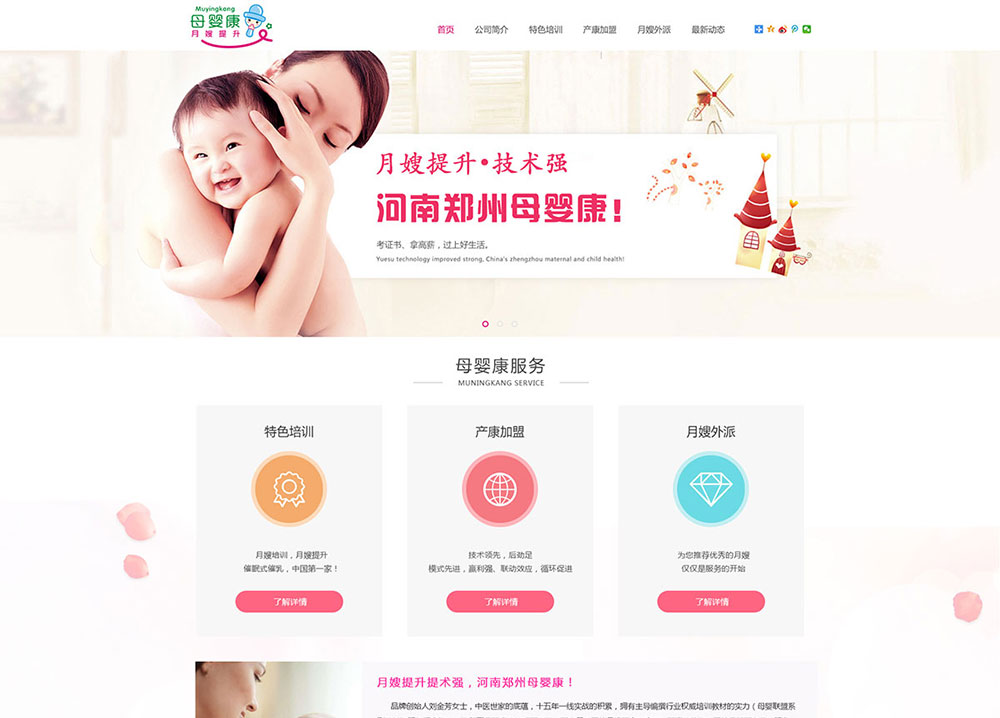 母嬰月嫂提升行業官網建設